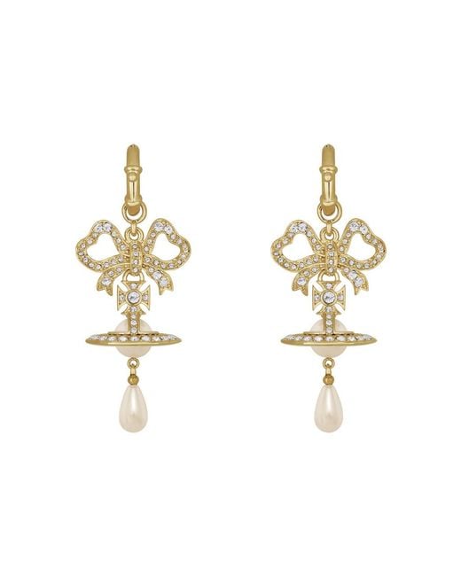 Vivienne Westwood White Rigoberta Crystal-Embellished Faux Pearl Drop Earrings