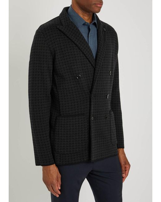 Lardini Black Houndstooth Wool Cardigan for men