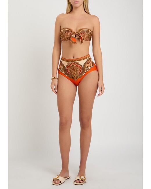 Zimmermann Orange Mahon Patterned Bikini Brief