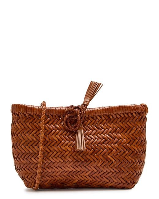 Dragon Diffusion Brown Minsu Woven Leather Cross-Body Bag