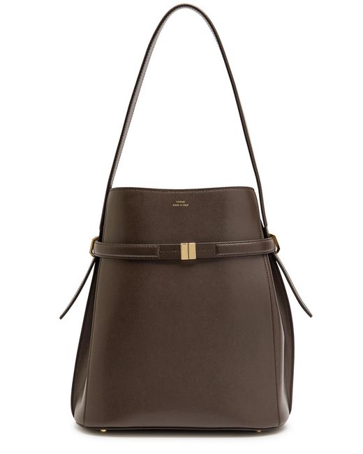 Totême  Brown Belted Leather Bucket Bag