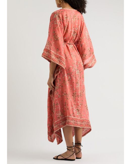 Isabel Marant Red Amira Printed Cotton-Blend Kaftan Dress
