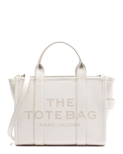 Marc Jacobs White The Tote Grained Leather Tote