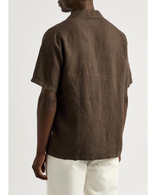 NN07 Brown Julio Linen Shirt for men