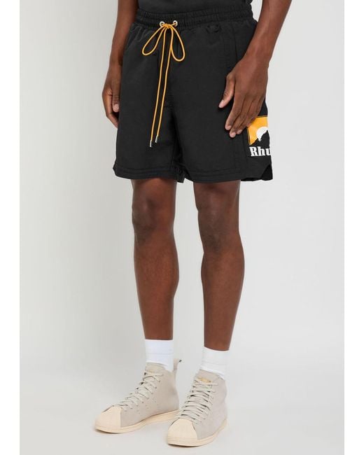 Rhude Black Moonlight Printed Shell Shorts for men
