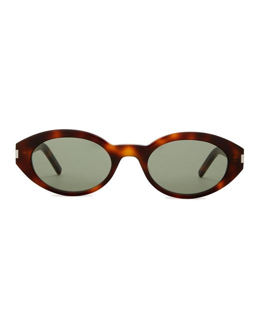 Saint Laurent Green Oval-frame Sunglasses