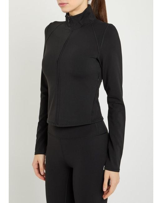 vuori Black All The Feels Zip Up Stretch-Jersey Top