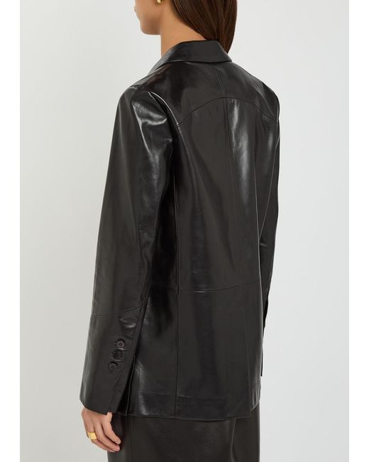 Nour Hammour Black Arden Leather Blazer