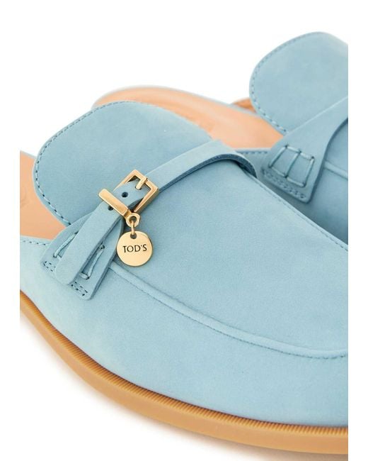Tod's Blue Gom.Leg Nubuck Sliders