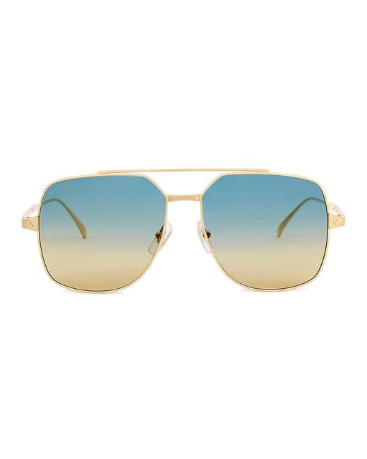 Cartier Blue Santos De -Tone Aviator-Style Sunglasses