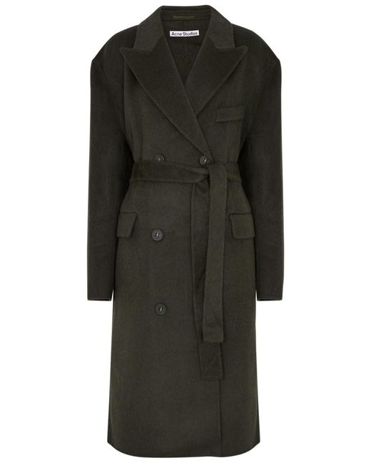 Acne Black Double-breasted Wool-blend Coat