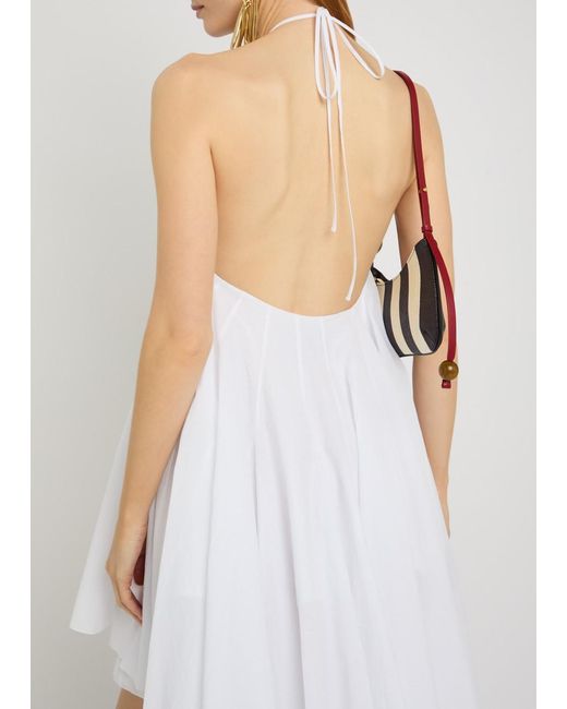Jacquemus White La Triangle Courte Asymmetric Cotton-Blend Mini Dress