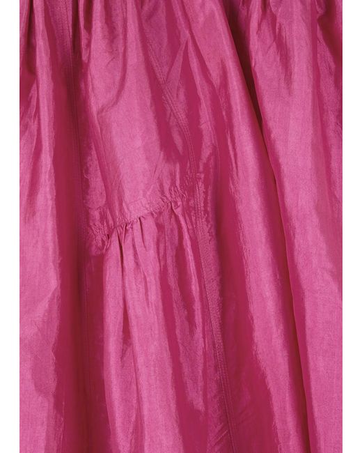 LOVEBIRDS Pink Star Cut-out Silk Midi Dress