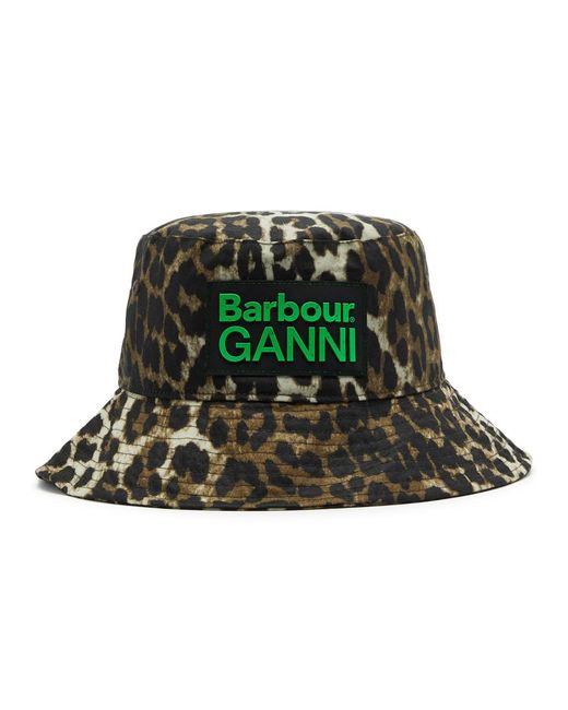 Barbour Green X Ganni -print Waxed Bucket Hat