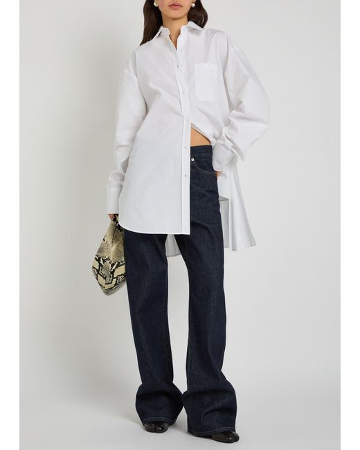 Sportmax White Pleated Cotton-Poplin Shirt