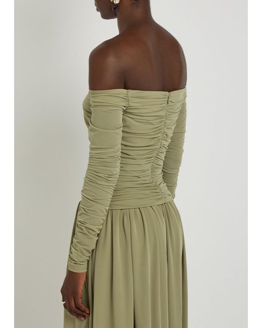 Ronny Kobo Green Ruby Ruched Tissue Jersey Top