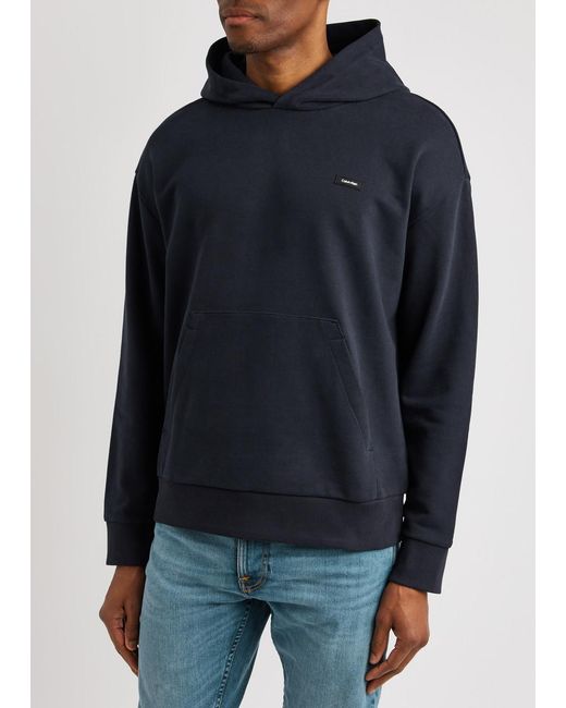 Calvin Klein Blue Logo Hooded Cotton Sweatshirt for men