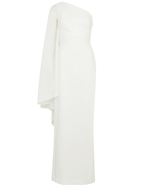 Solace London White Lillia One-shoulder Maxi Dress