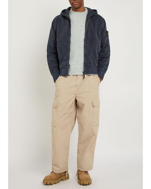 Stone Island Blue Hooded Canvas Jacket for men