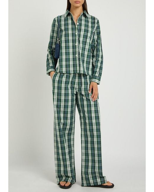 Suzie Kondi Green Vella Striped Cotton-Poplin Shirt