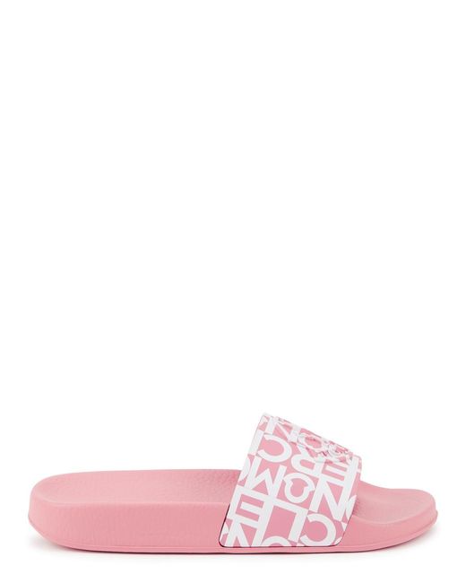 Moncler Pink Jeanne Logo Rubber Sliders