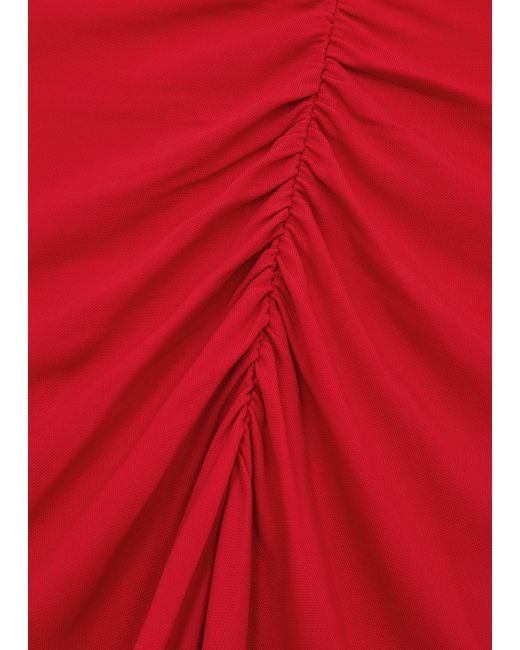 Diane von Furstenberg Red Chrisey Ruched Jersey Midi Dress