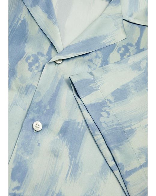 Frescobol Carioca Blue Roberto Printed Silk-satin Shirt for men