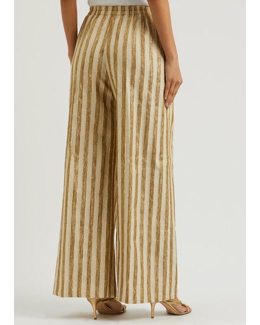 Forte Forte Natural Striped Lamé Woven Trousers