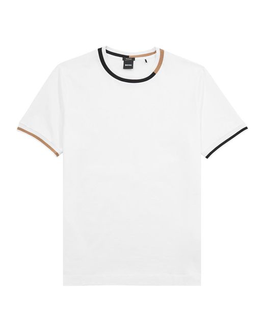 Boss White Thompson Cotton T-Shirt for men