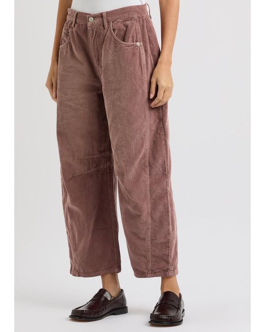 Free People Brown Good Luck Cropped Corduroy Trousers