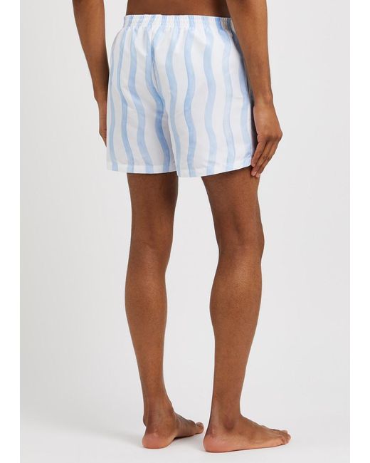 Casablancabrand Blue Striped Logo-Print Shell Swim Shorts for men