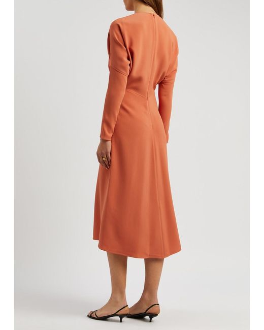 Victoria Beckham Orange Panelled Midi Dress