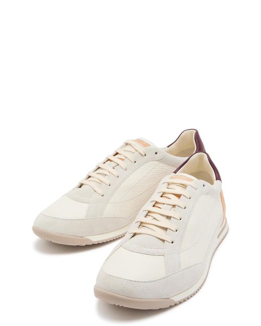 Brunello Cucinelli White Panelled Grained Leather Sneakers for men