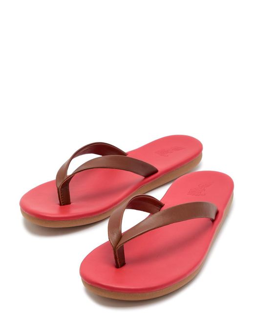 Ancient Greek Sandals Red Saionara Leather Flip Flops