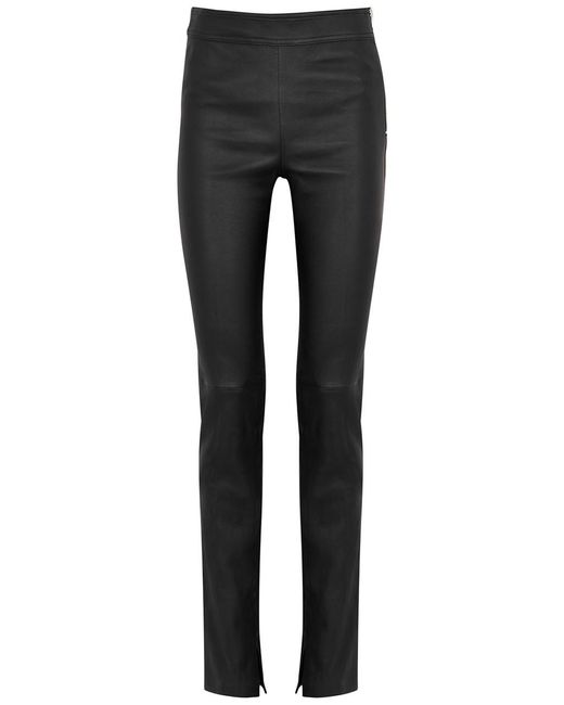 Helmut Lang Gray Slim-Leg Leather Trousers