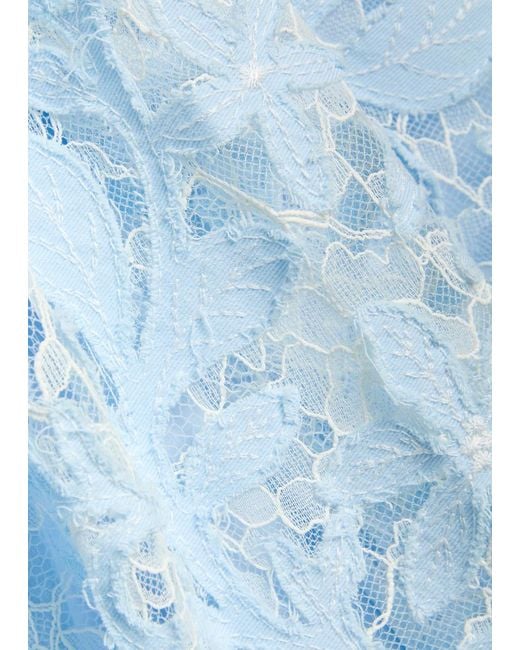 Jonathan Simkhai Blue Deanna Floral-Appliquéd Lace Midi Shirt Dress