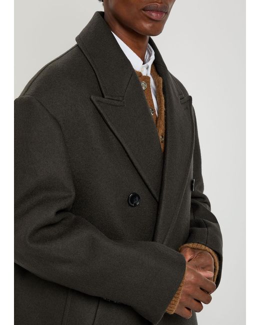 AMI Black Double-Breasted Wool Coat for men