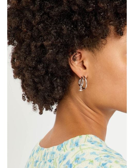 Vivienne Westwood White Ronda Layered Hoop Earrings