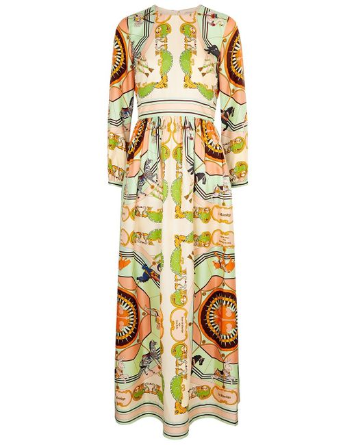 Tory Burch Metallic Printed Silk Maxi Dress, Dress, Multicoloured