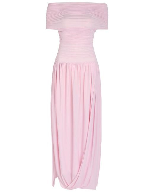 Ronny Kobo Pink Irulan Ruched Stretch-Jersey Maxi Dress