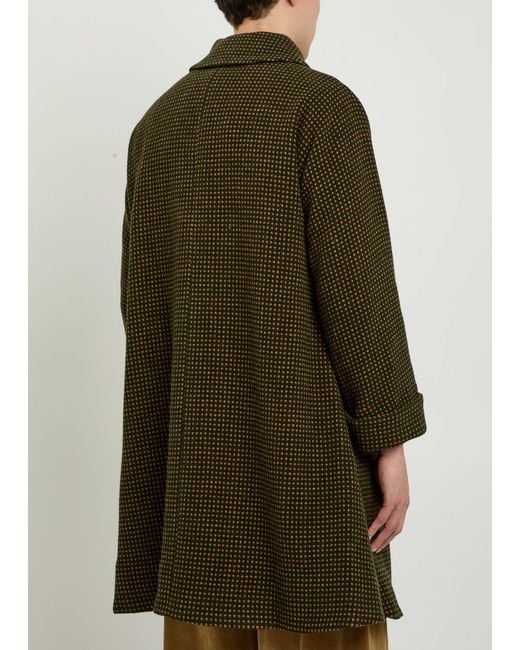 Bode Green Hedgerow Polka Dot-Jacquard Wool Coat for men