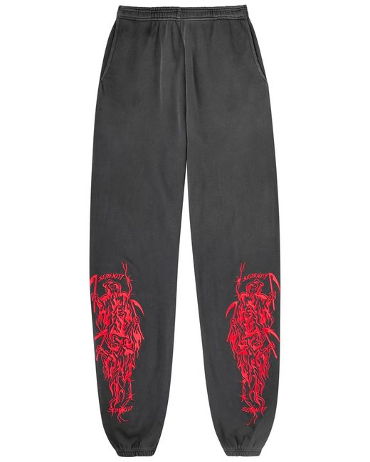 Warren Lotas Gray Serenity Reaper Embroidered Cotton Sweatpants for men