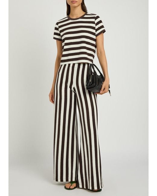 Suzie Kondi Brown Lilo Striped Wide-Leg Terry Trousers