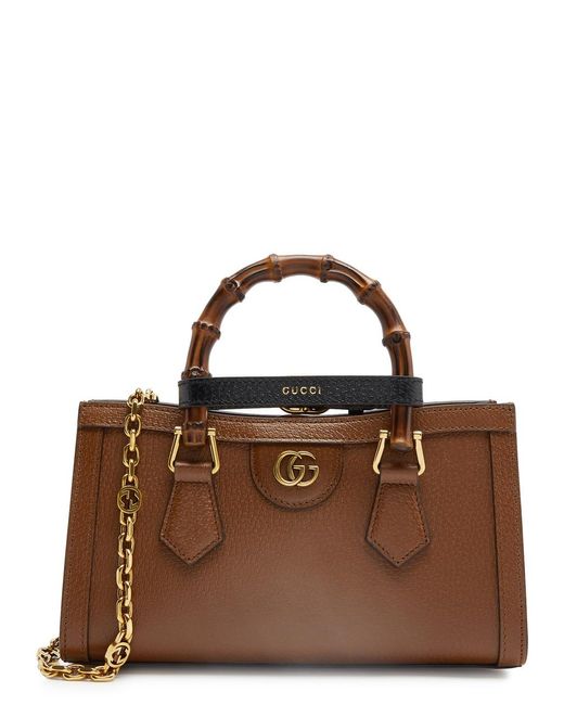 Gucci Brown Diana Small Leather Top Handle Bag