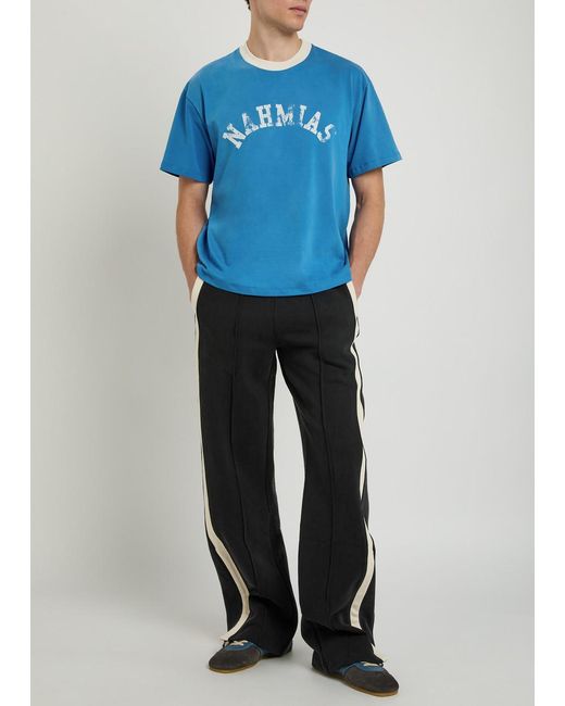 NAHMIAS Blue Arch Ringer Logo Cotton T-Shirt for men