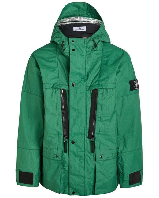 Stone Island Green Heat-Reactive Hooded Nylon-Ripstop Jacket for men