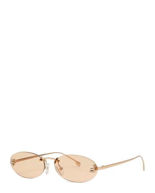 Fendi White Narrow Oval-Frame Sunglasses