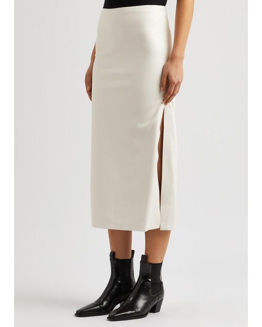 Alice + Olivia White Alice + Olivia Maeve Faux Leather Midi Skirt