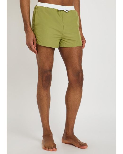 AMI Green Logo-Appliquéd Woven Swim Shorts for men