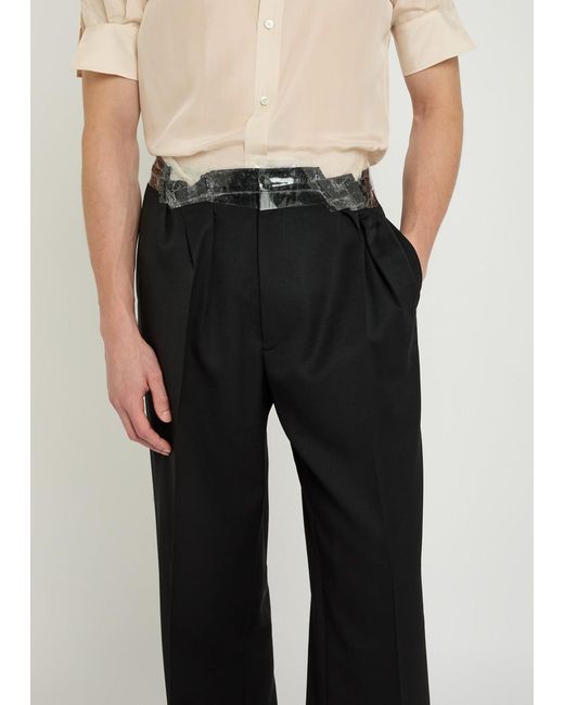 Maison Margiela Black Tape-Effect Straight-Leg Wool Trousers for men